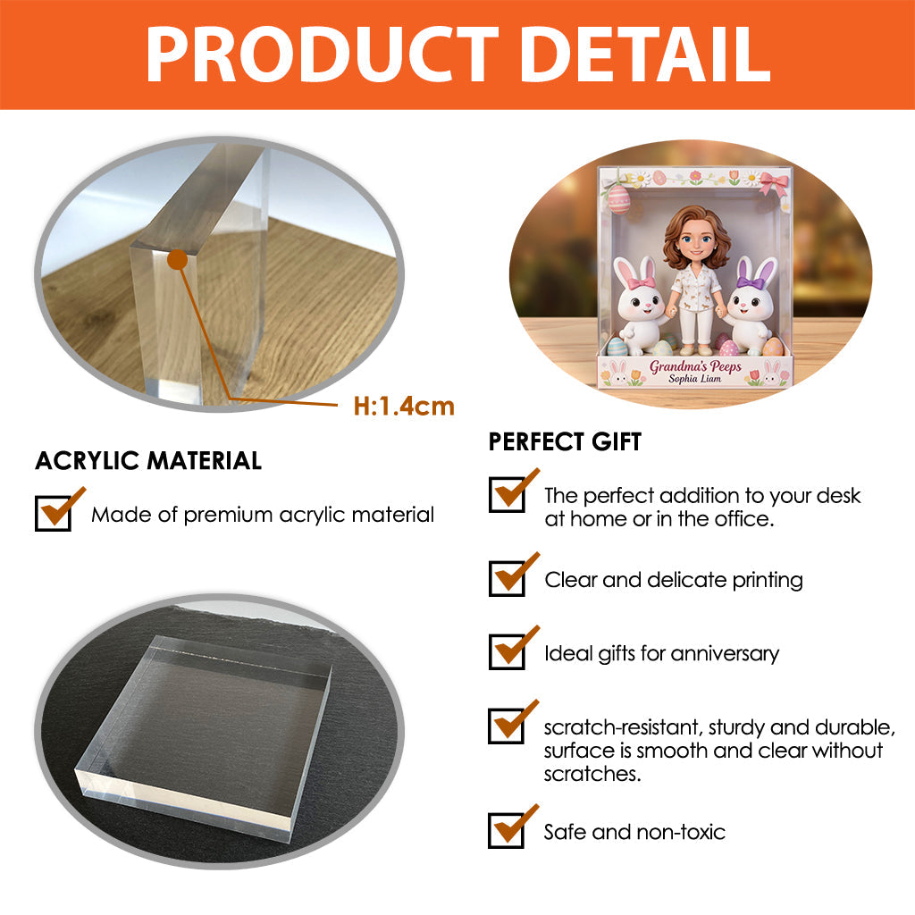 Custom Any Photo Best Easter Gift - Personalized Grandma Custom Shaped Acrylic Plaque