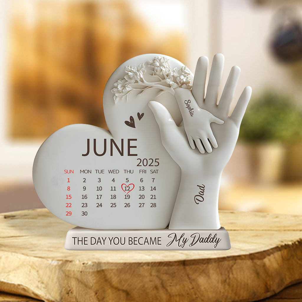 Der Tag, an dem du mein Papa wurdest – Personalisierte, individuell geformte Acrylplakette für Väter