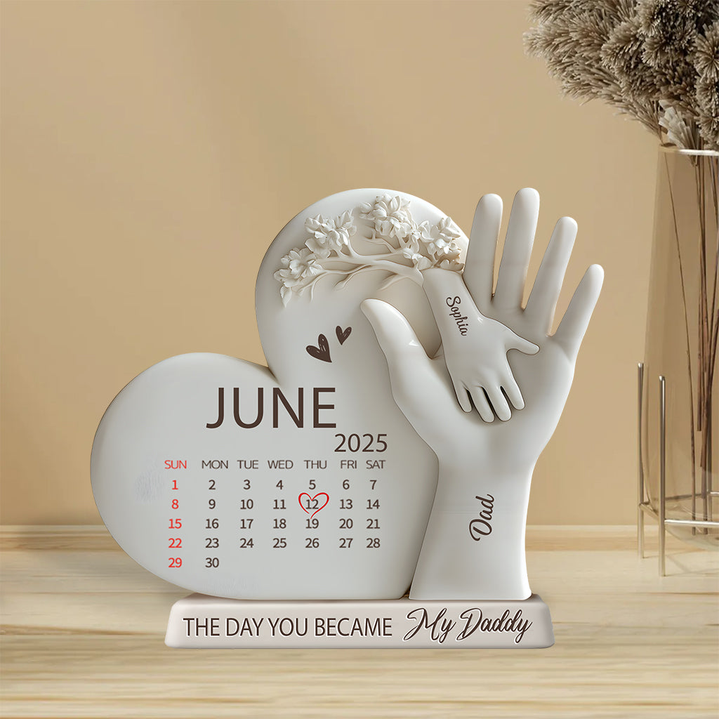 Der Tag, an dem du mein Papa wurdest – Personalisierte, individuell geformte Acrylplakette für Väter