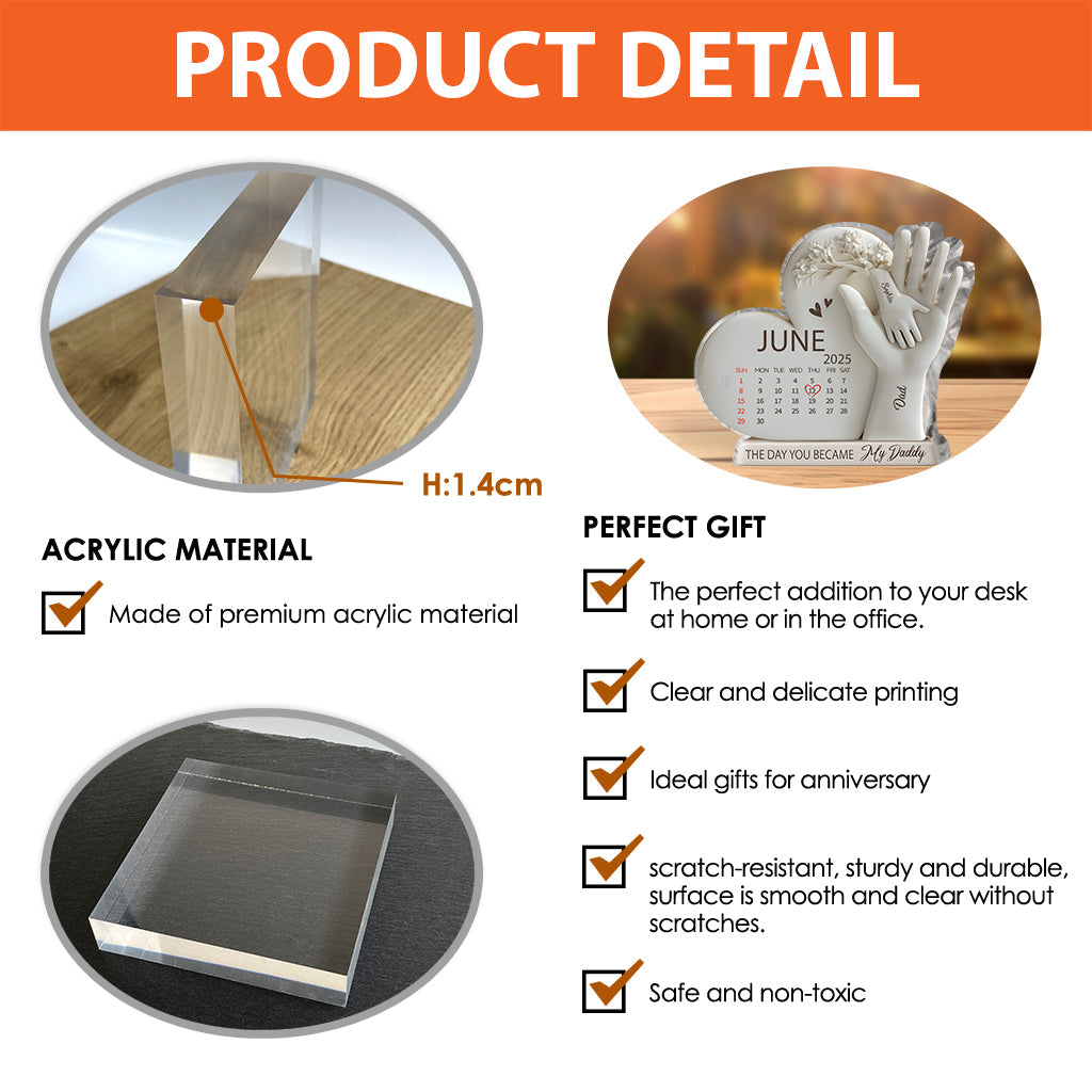 Der Tag, an dem du mein Papa wurdest – Personalisierte, individuell geformte Acrylplakette für Väter