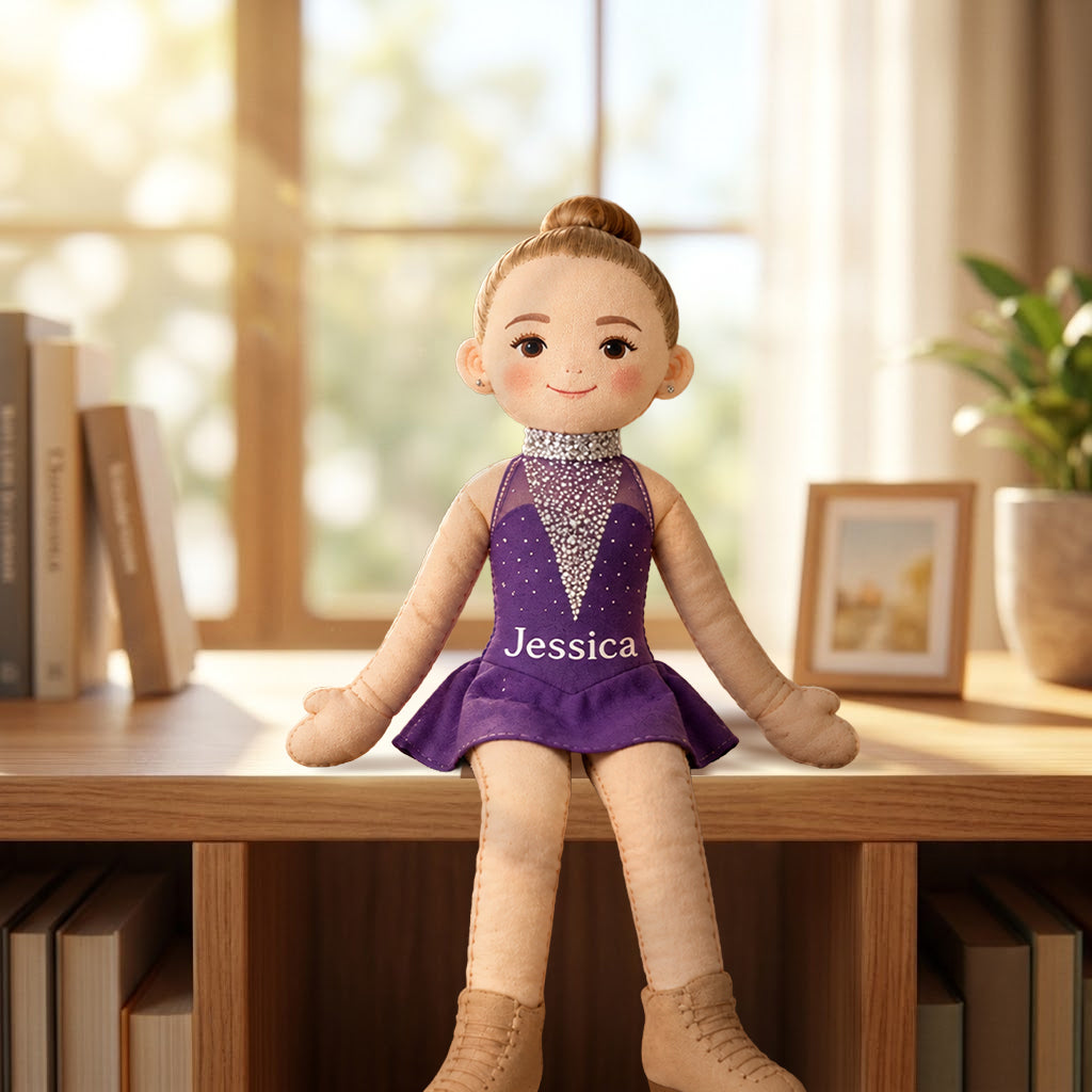Custom Doll From Any Photo - Personalized Ice Skating Posable Plush Doll