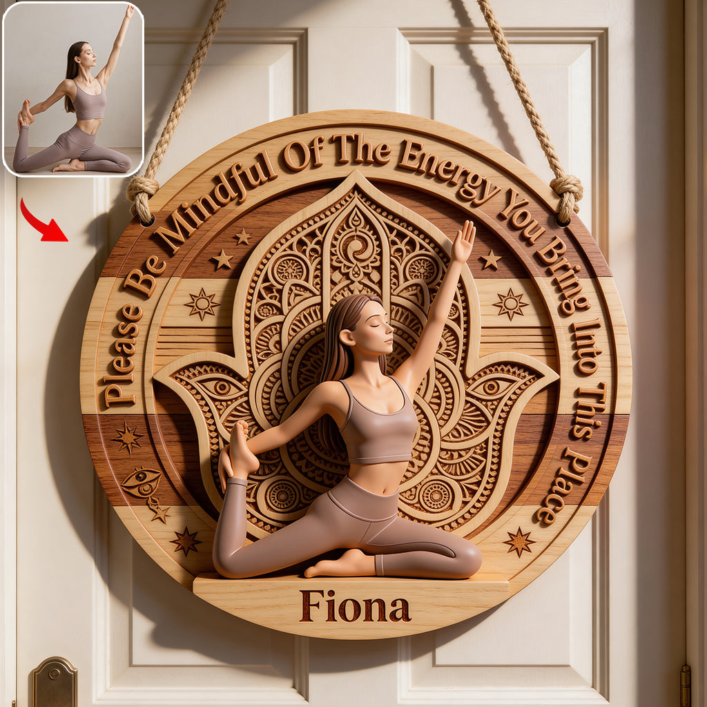 Please Be Mindful - Personalized Yoga Custom Shaped Wood Sign