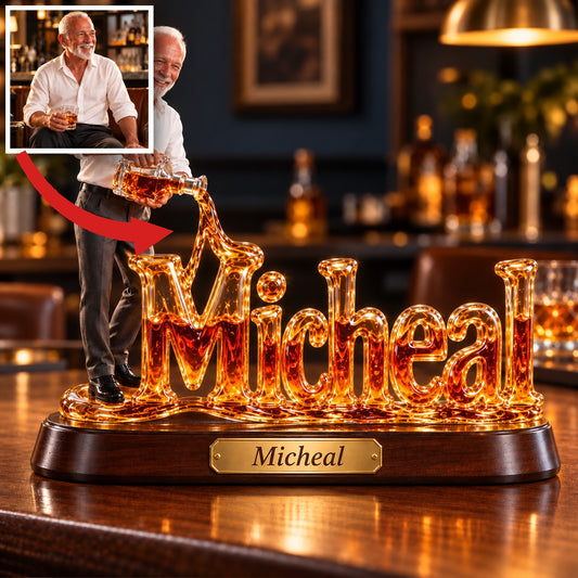Personalized Whiskey Acrylic Plaque - Custom Photo Pouring Sculpture