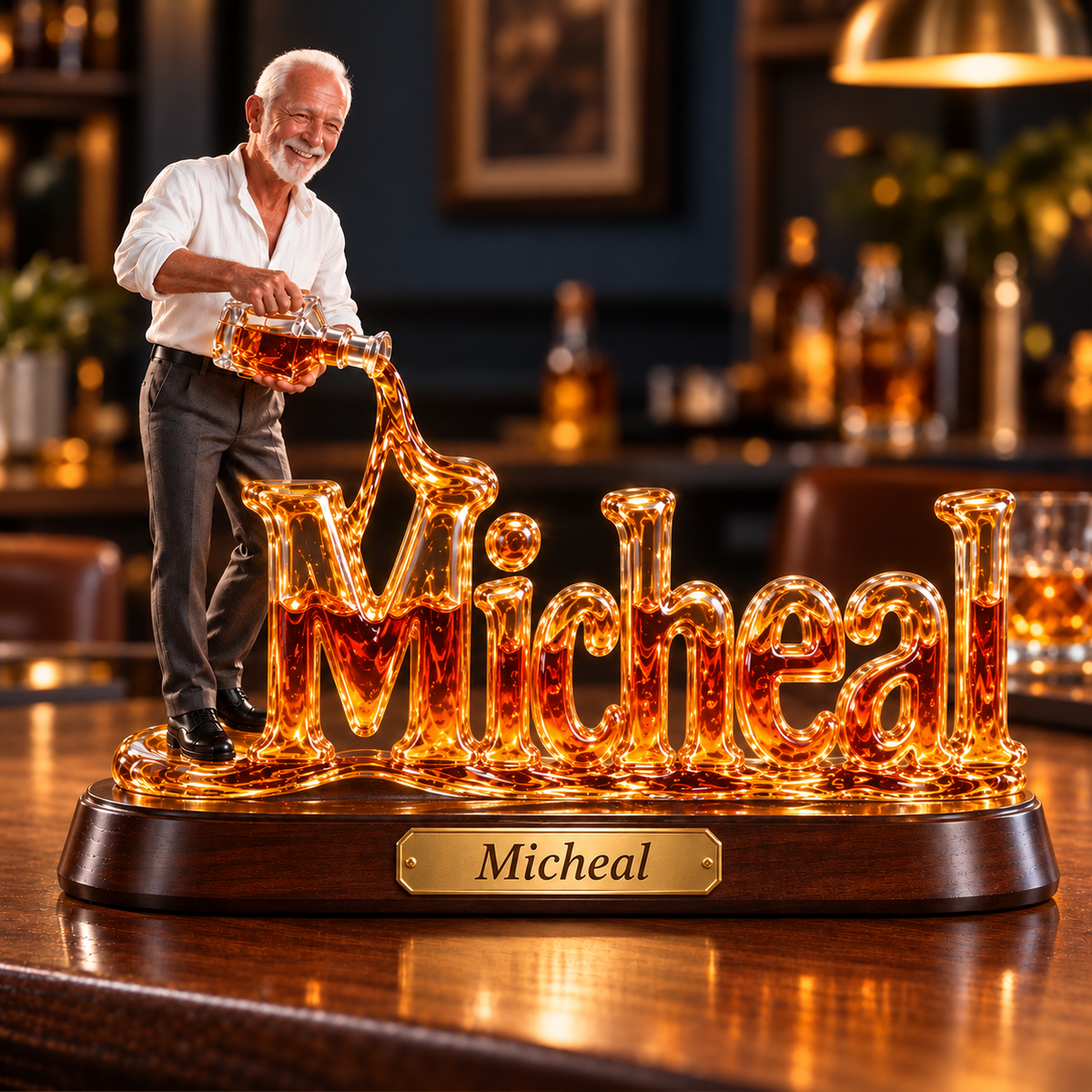 Personalized Whiskey Acrylic Plaque - Custom Photo Pouring Sculpture