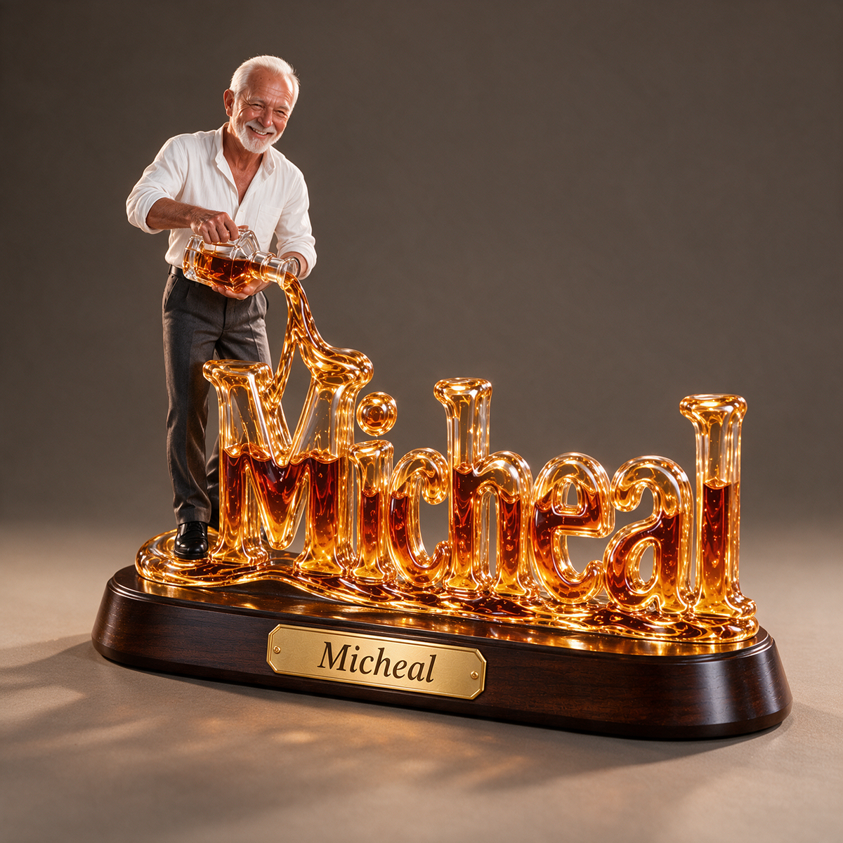 Personalized Whiskey Acrylic Plaque - Custom Photo Pouring Sculpture