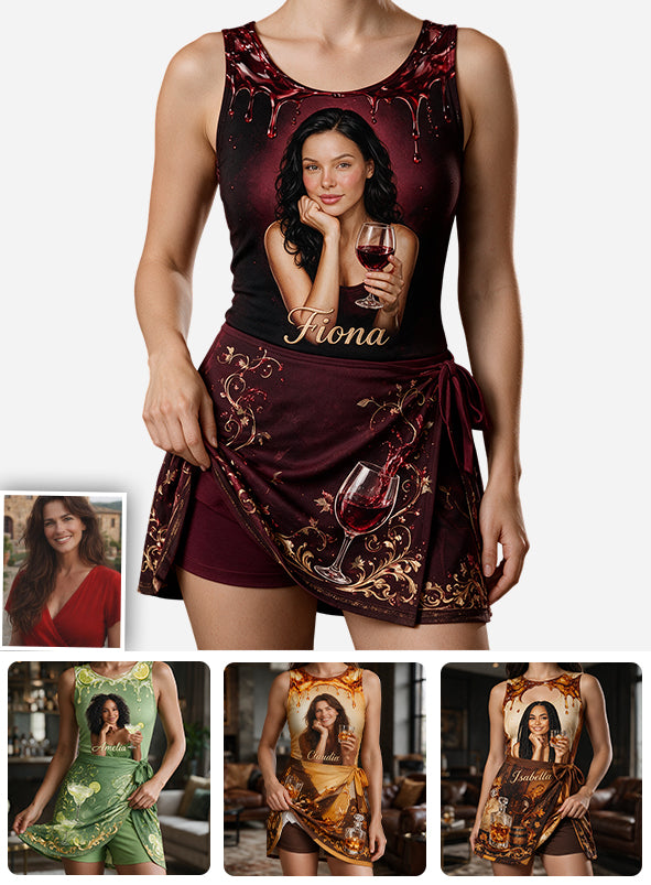 Love Drinking - Personalized Alcoholic beverage Wrap Skort Dress