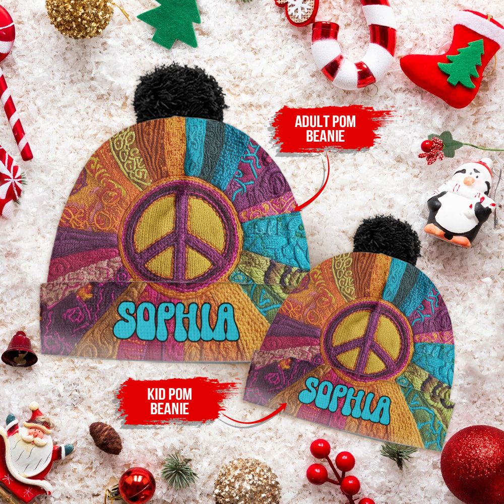 Frieden, Liebe, Hoffnung – personalisierte Hippie-Mütze