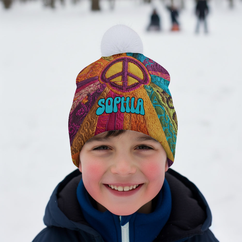 Frieden, Liebe, Hoffnung – personalisierte Hippie-Mütze