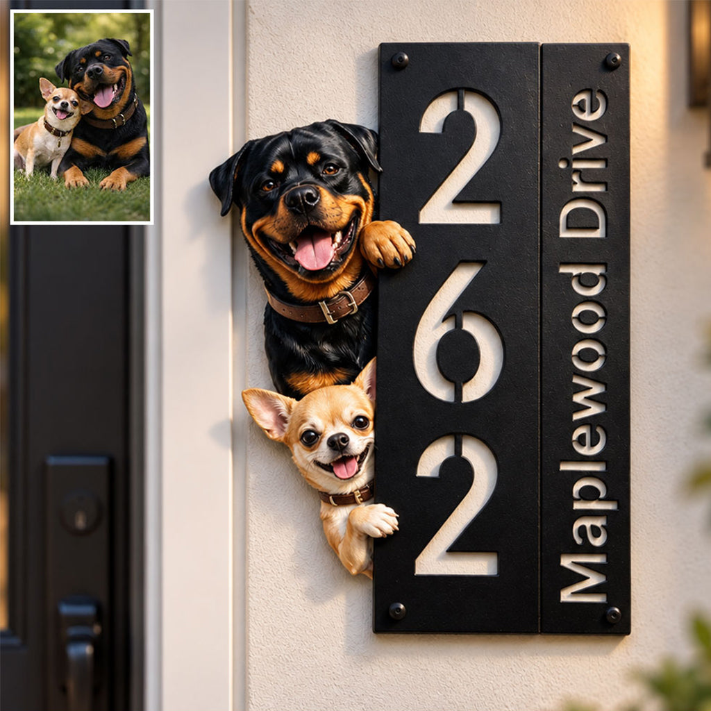 Willkommen Zuhause - Personalisierte Hund 3D Gedruckte Metall-Schild