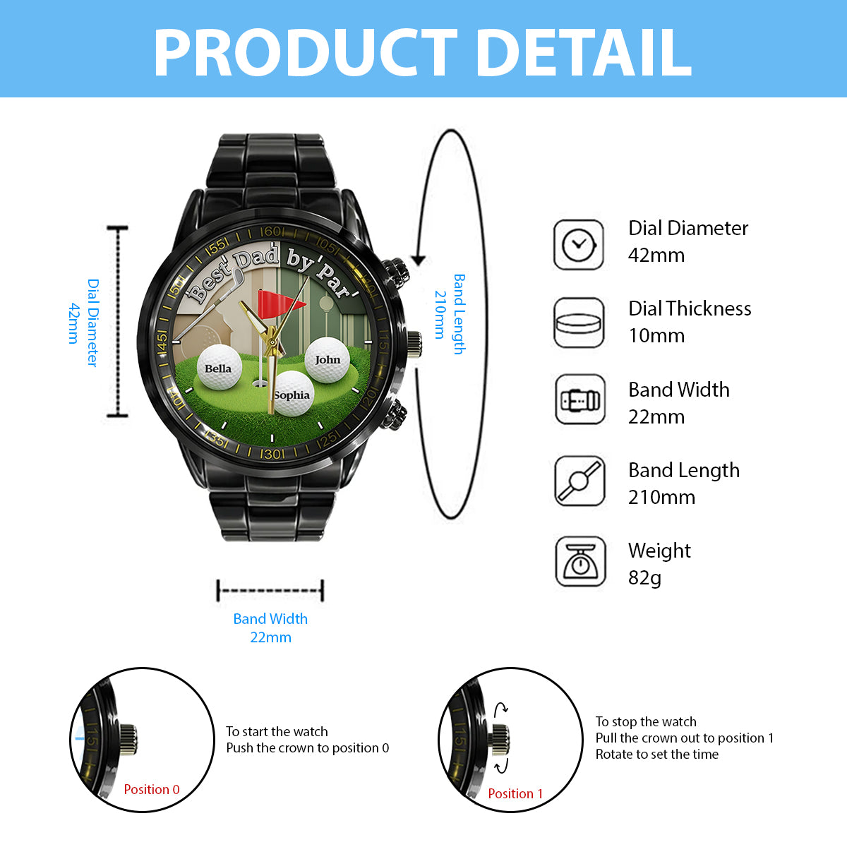 Best Dad By Par - Personalized Golf Hand Watch