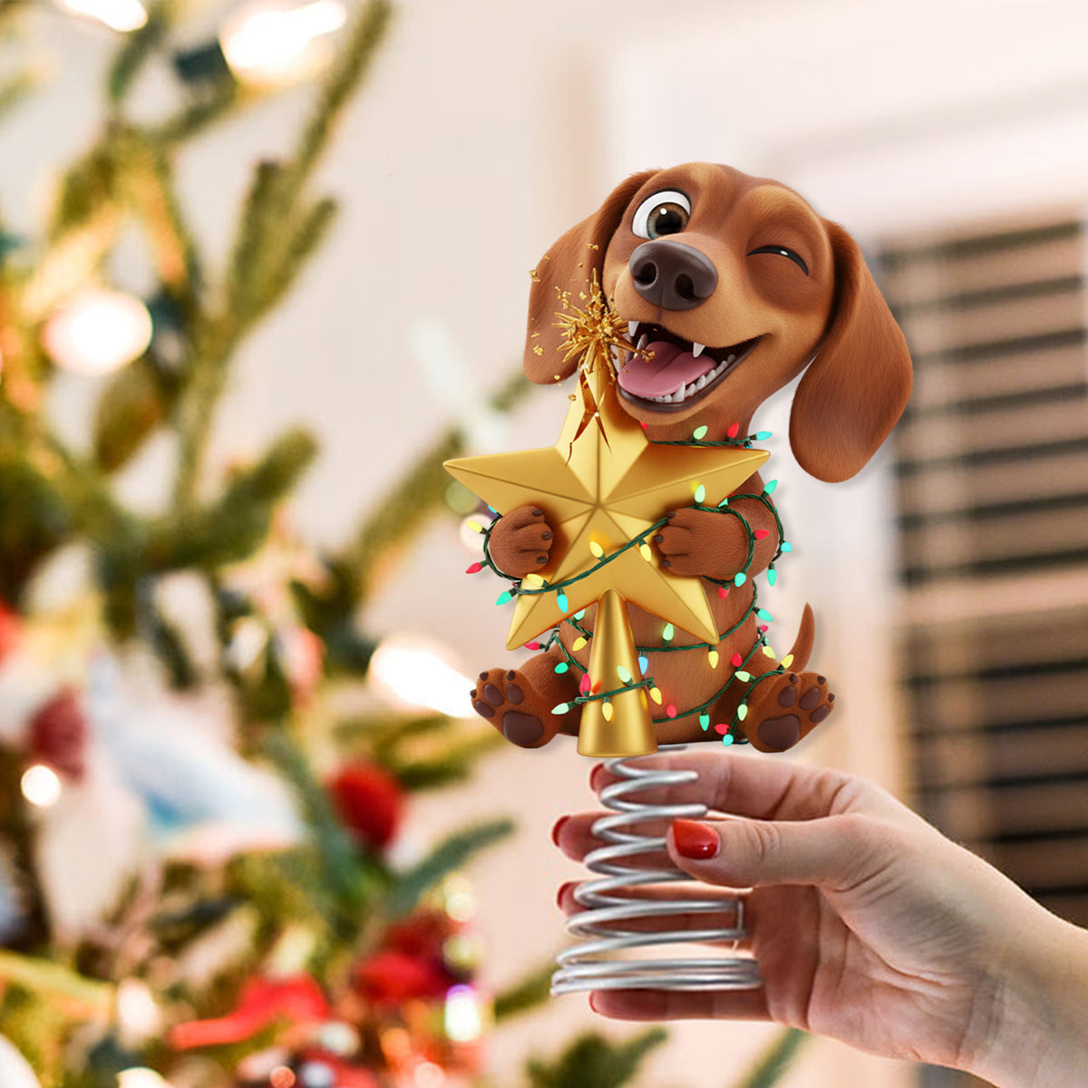 Naughty Furry Friends - Personalized Dog LED Light Tree Topper