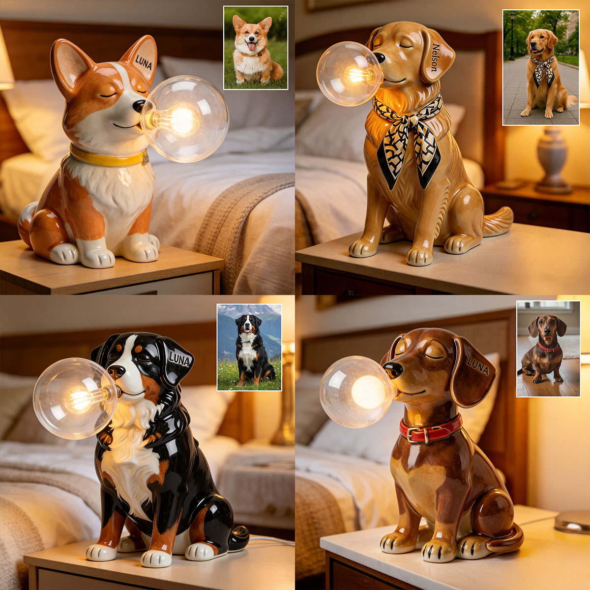 Blowing Bubble Lamp - Personalized Dog Acrylic LED Night Light
