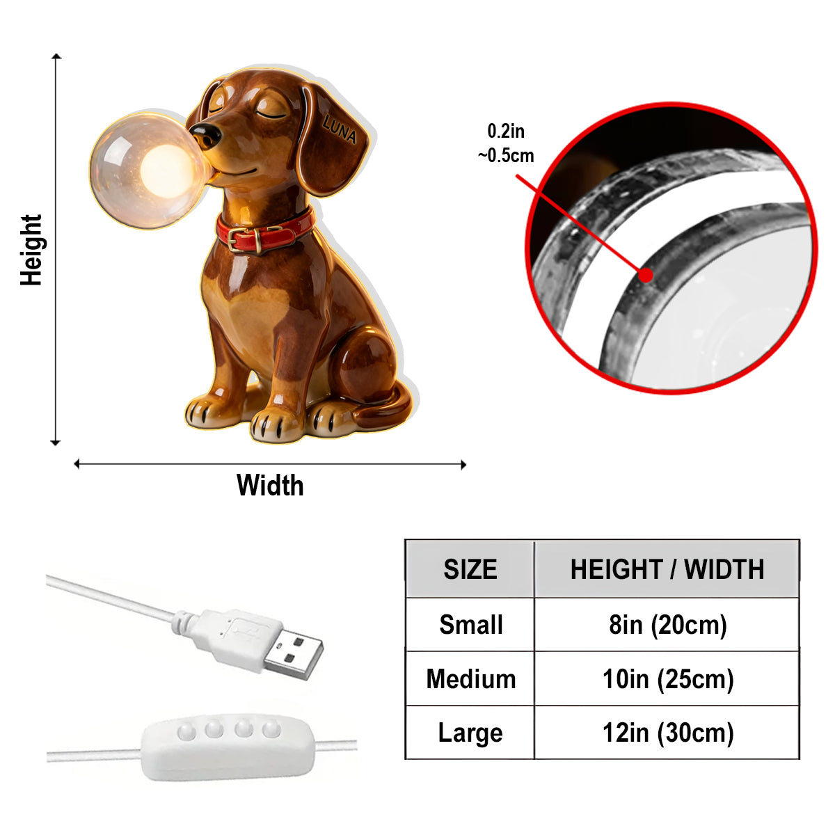 Blowing Bubble Lamp - Personalized Dog Acrylic LED Night Light
