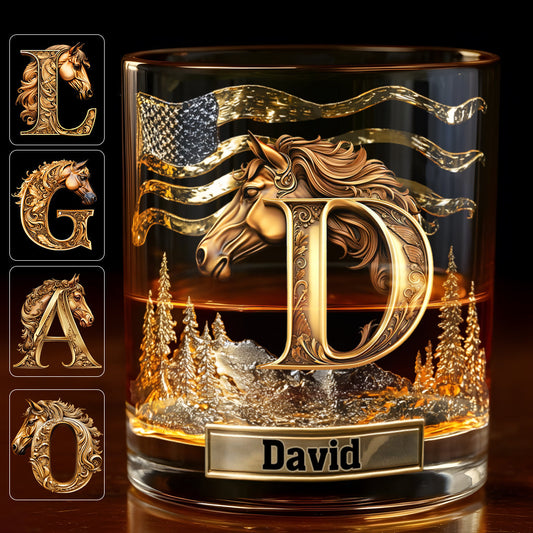Love Horses - Personalized Horse Whiskey Glass