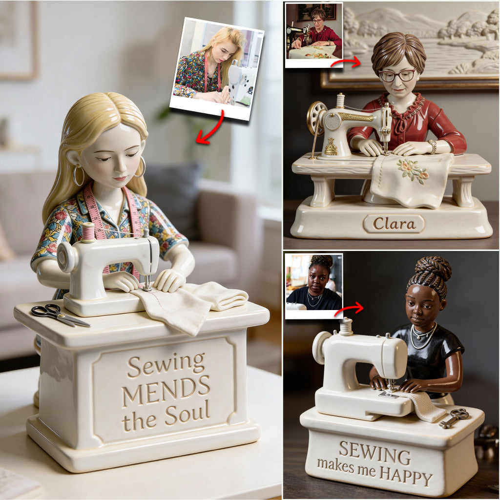 Nähen heilt die Seele – Personalisierte Acrylplakette in individueller Form