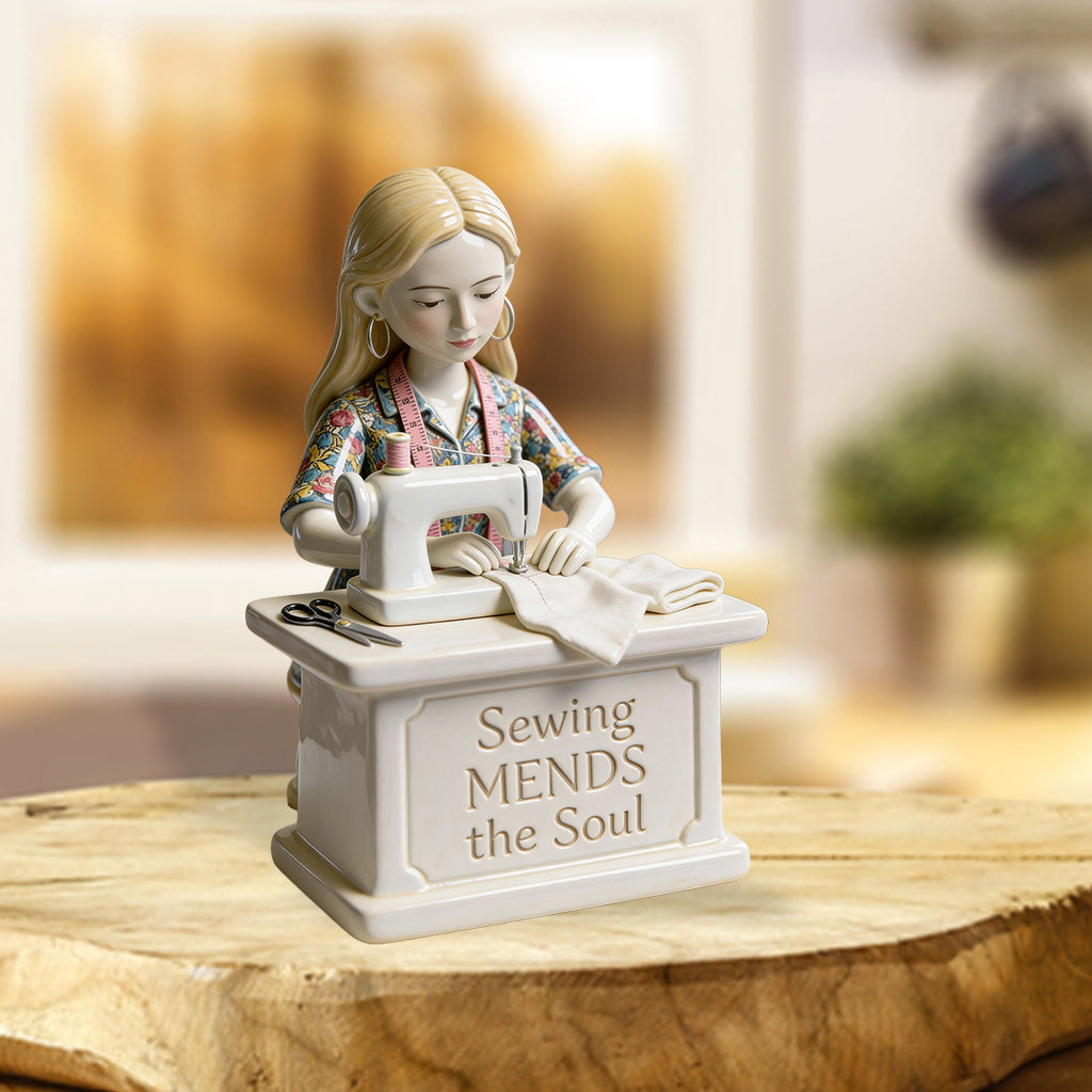 Nähen heilt die Seele – Personalisierte Acrylplakette in individueller Form