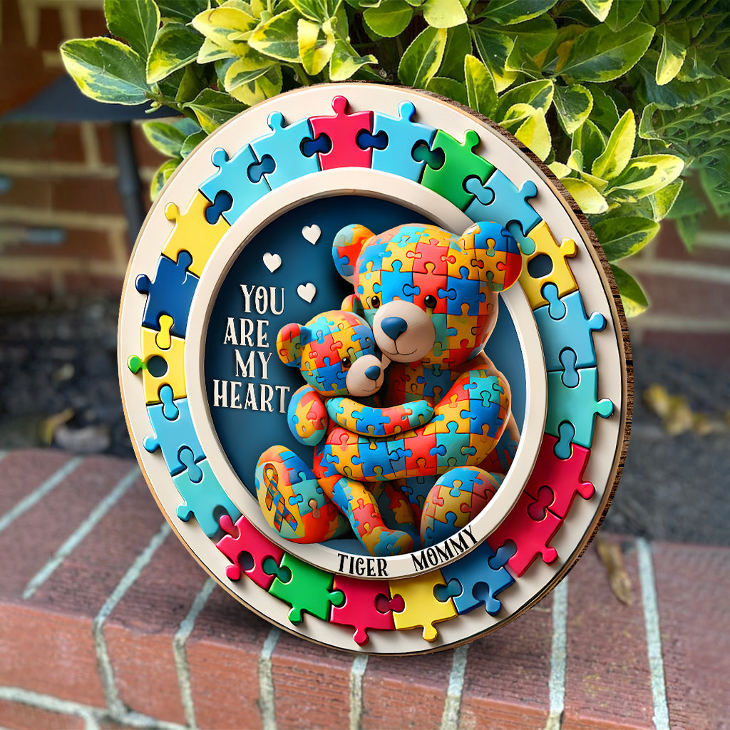 You Are My Heart - Personalized Autism Awareness Round Wood Sign