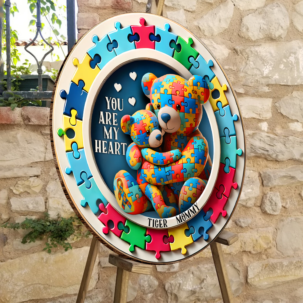 You Are My Heart - Personalized Autism Awareness Round Wood Sign