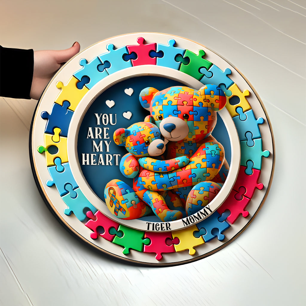 You Are My Heart - Personalized Autism Awareness Round Wood Sign