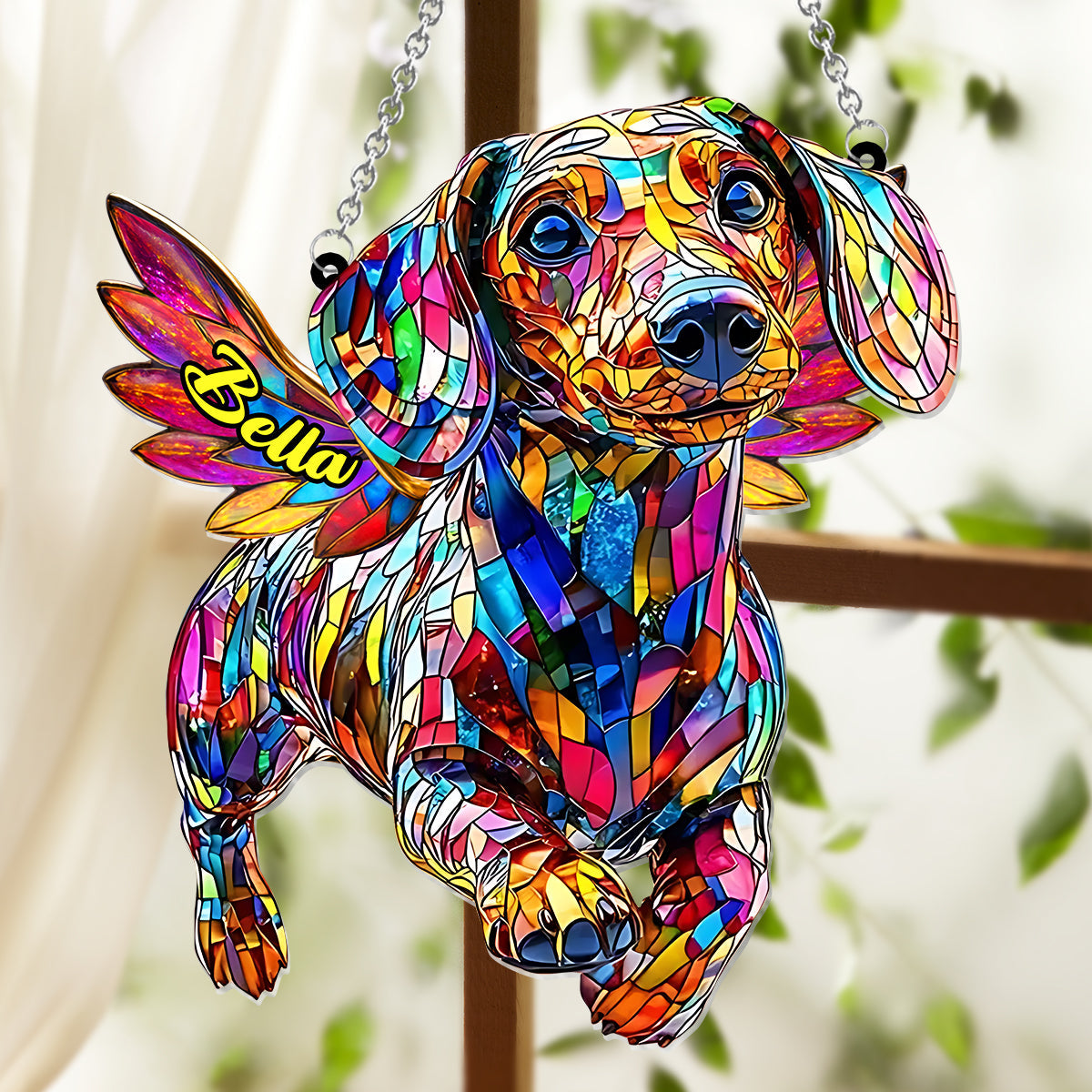 Ich vermisse dich – Personalisierter Hunde-Fensterhänger