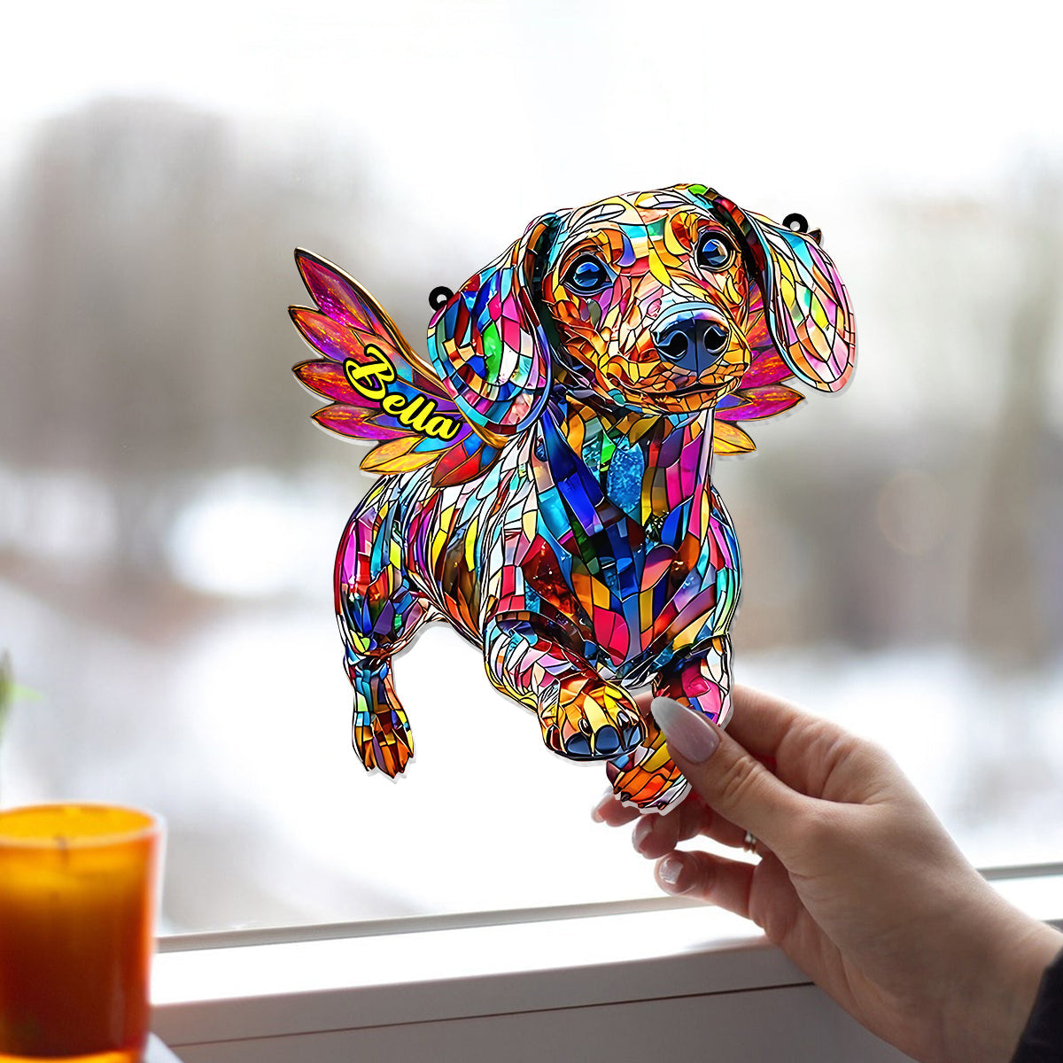 Ich vermisse dich – Personalisierter Hunde-Fensterhänger