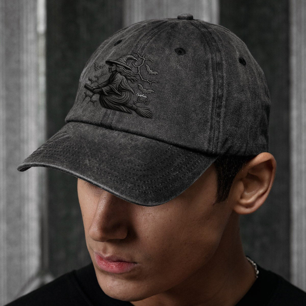 Hüte dich vor der Hexe – Personalisierte Hexen-Jeanskappe