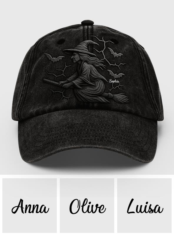 Hüte dich vor der Hexe – Personalisierte Hexen-Jeanskappe