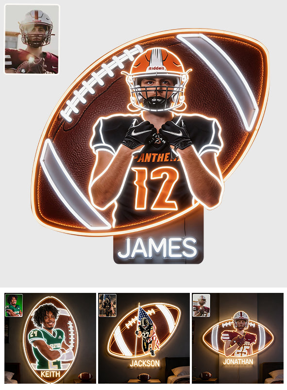Room Decor For Football Player - Personalized Football LED Light Acrylic Sign