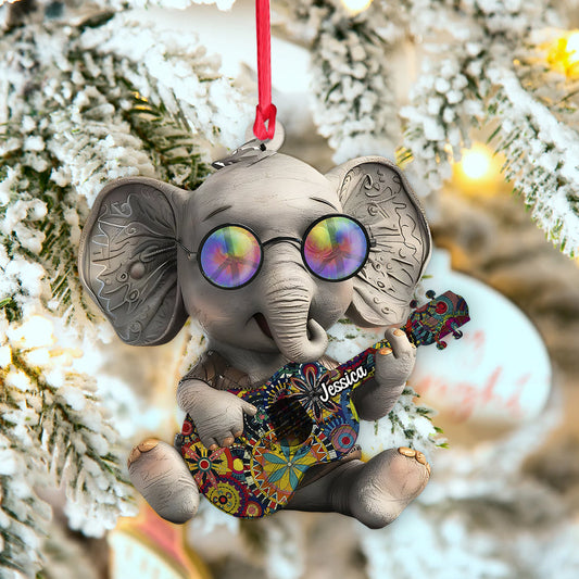 Hippie-Elefant – Personalisierter Hippie-Weihnachtsbaumschmuck