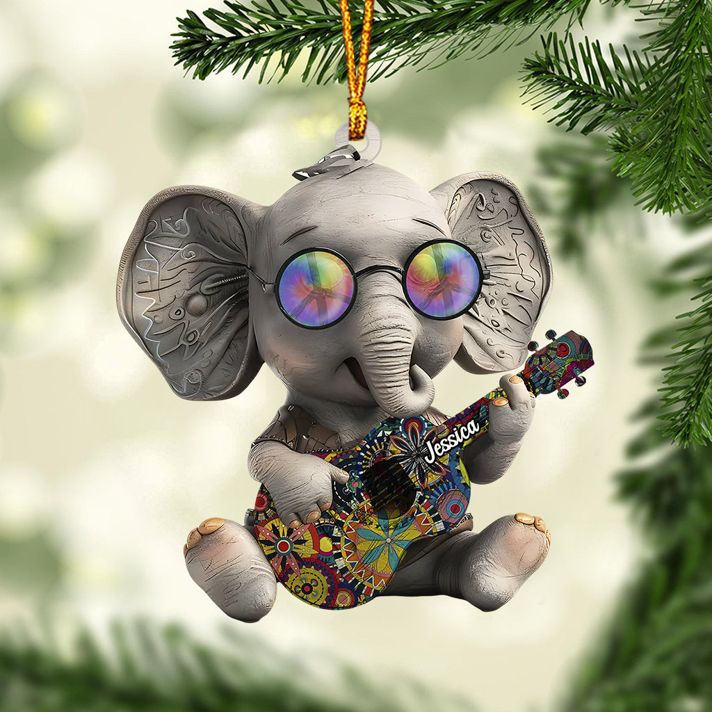 Hippie Elephant - Personalized Hippie Ornament