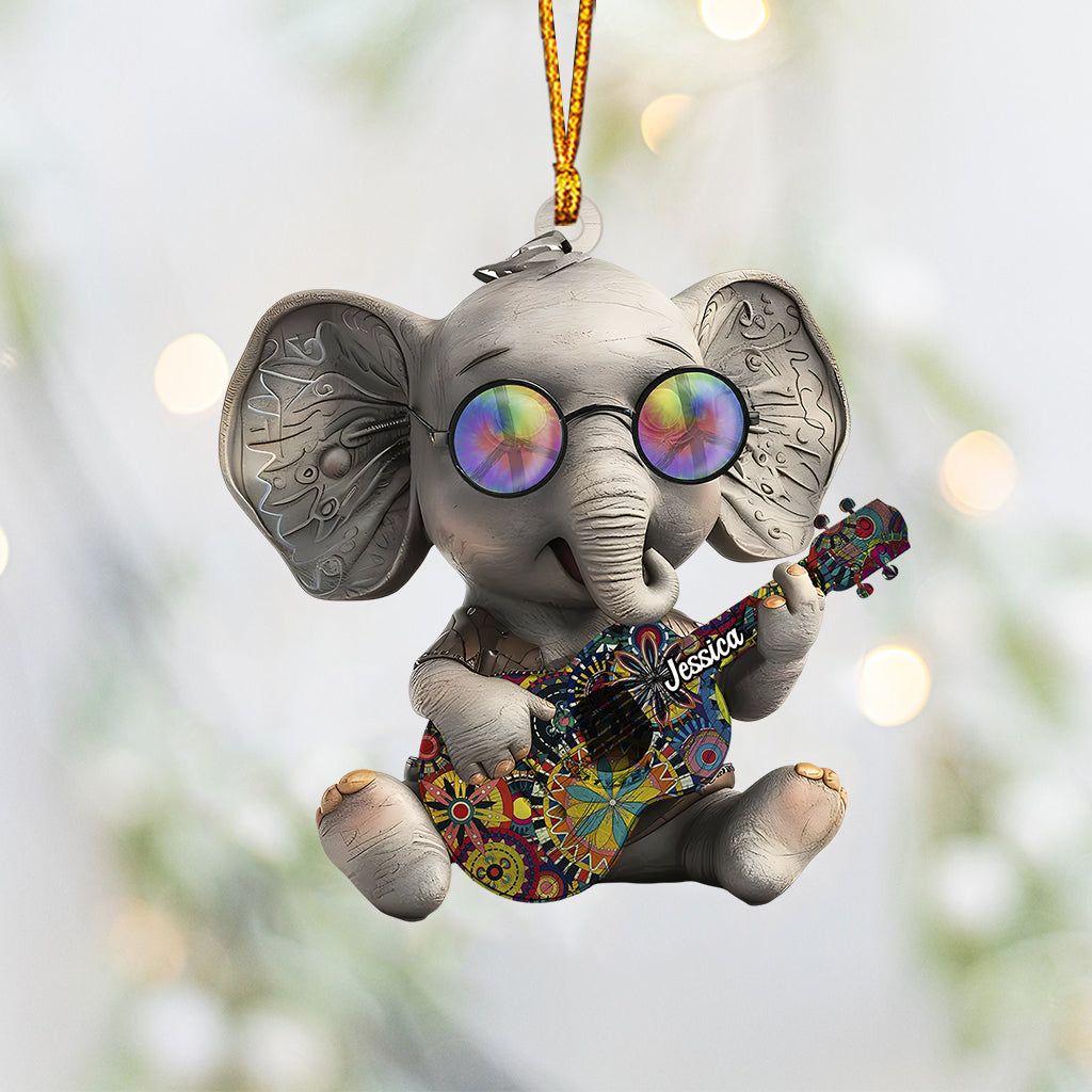 Hippie Elephant - Personalized Hippie Ornament