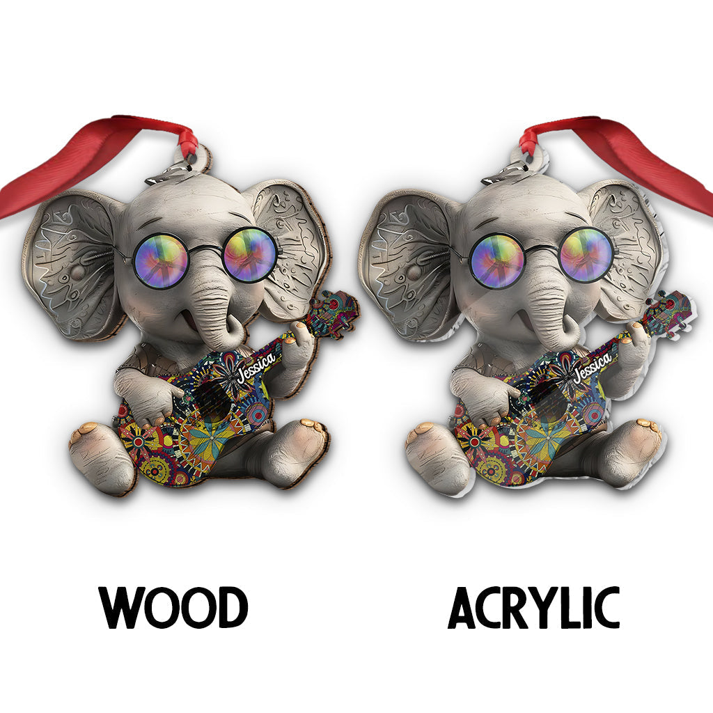 Hippie Elephant - Personalized Hippie Ornament
