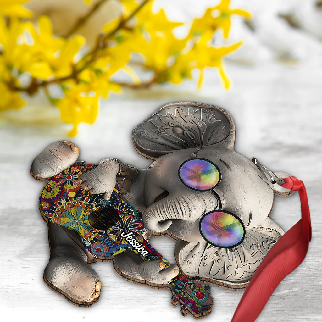 Hippie Elephant - Personalized Hippie Ornament