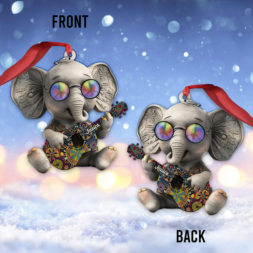 Hippie Elephant - Personalized Hippie Ornament