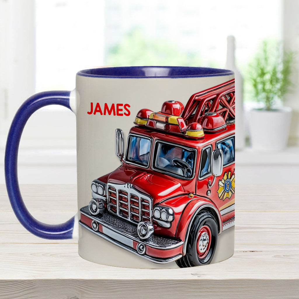 Leicht ablenkbar durch Feuerwehrautos - Personalisierte Tasse mit Feuerwehrmotiv