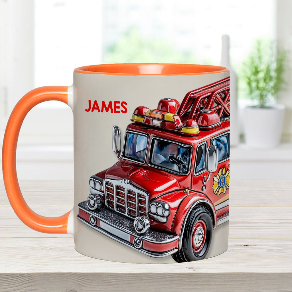 Leicht ablenkbar durch Feuerwehrautos - Personalisierte Tasse mit Feuerwehrmotiv
