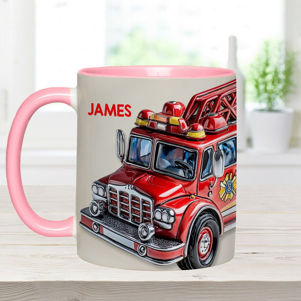 Leicht ablenkbar durch Feuerwehrautos - Personalisierte Tasse mit Feuerwehrmotiv