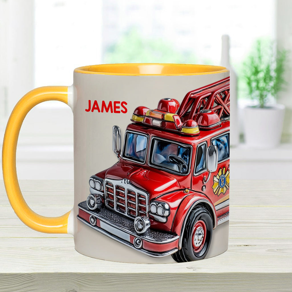 Leicht ablenkbar durch Feuerwehrautos - Personalisierte Tasse mit Feuerwehrmotiv