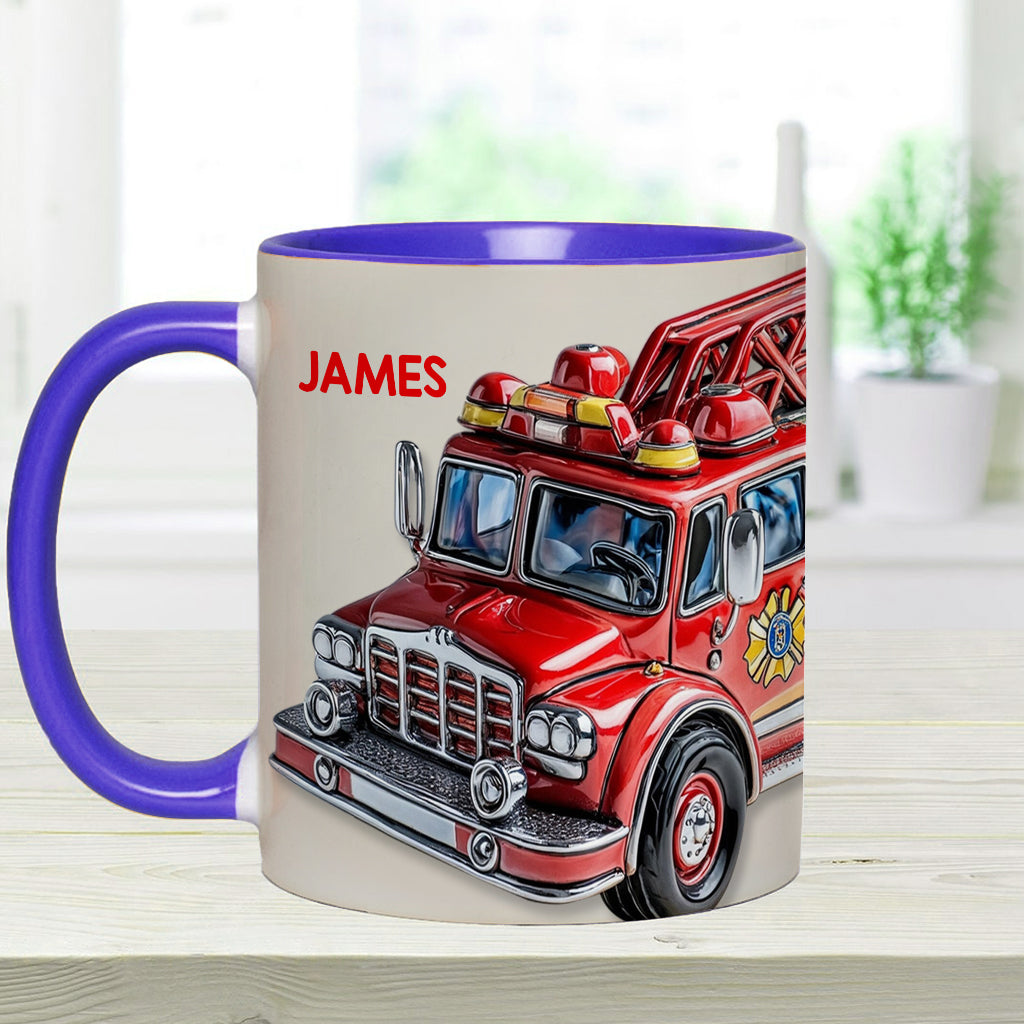 Leicht ablenkbar durch Feuerwehrautos - Personalisierte Tasse mit Feuerwehrmotiv
