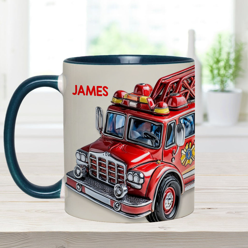 Leicht ablenkbar durch Feuerwehrautos - Personalisierte Tasse mit Feuerwehrmotiv