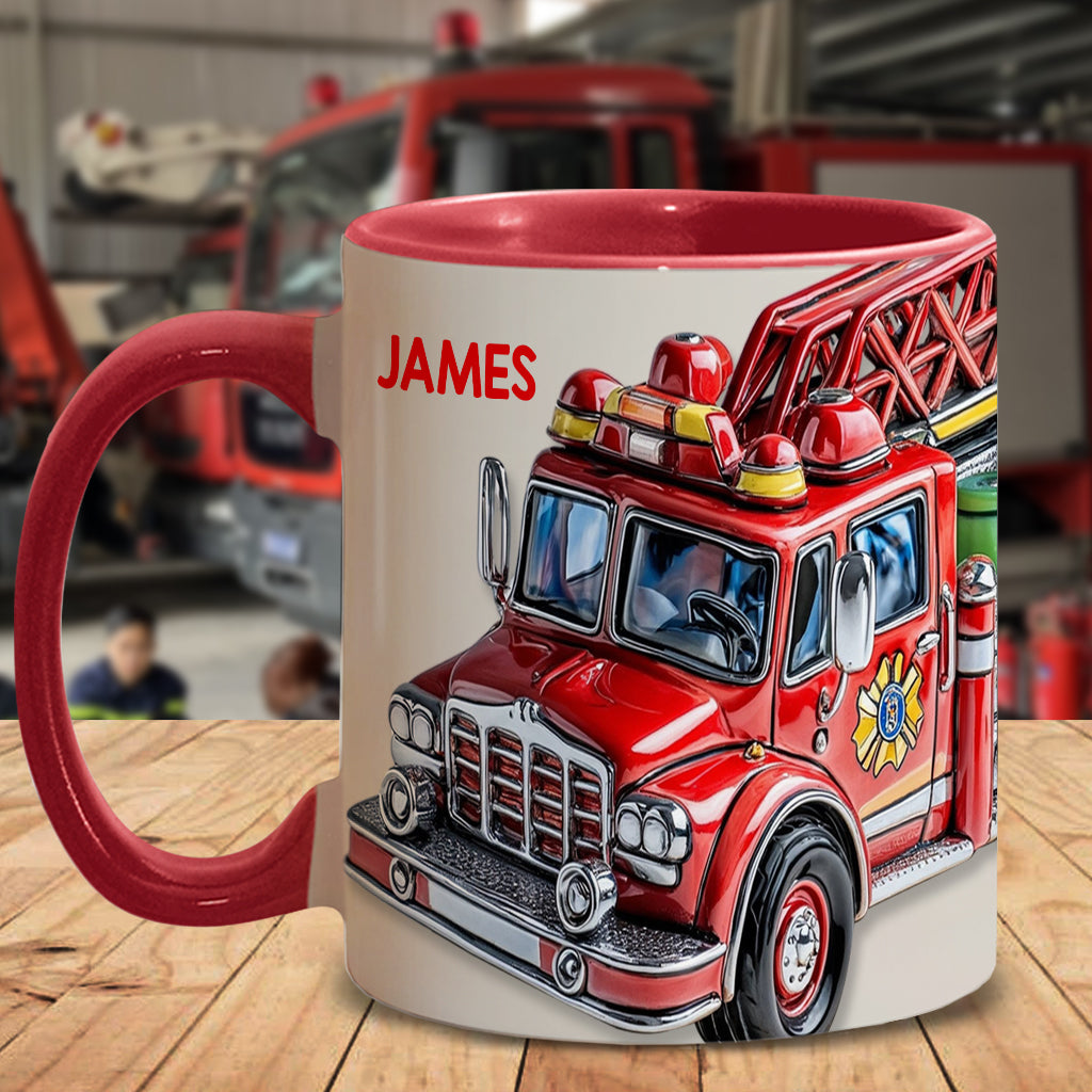 Leicht ablenkbar durch Feuerwehrautos - Personalisierte Tasse mit Feuerwehrmotiv