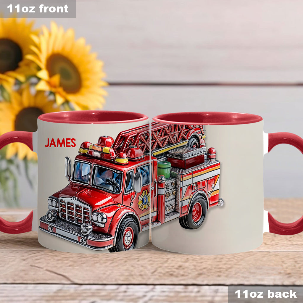 Leicht ablenkbar durch Feuerwehrautos - Personalisierte Tasse mit Feuerwehrmotiv