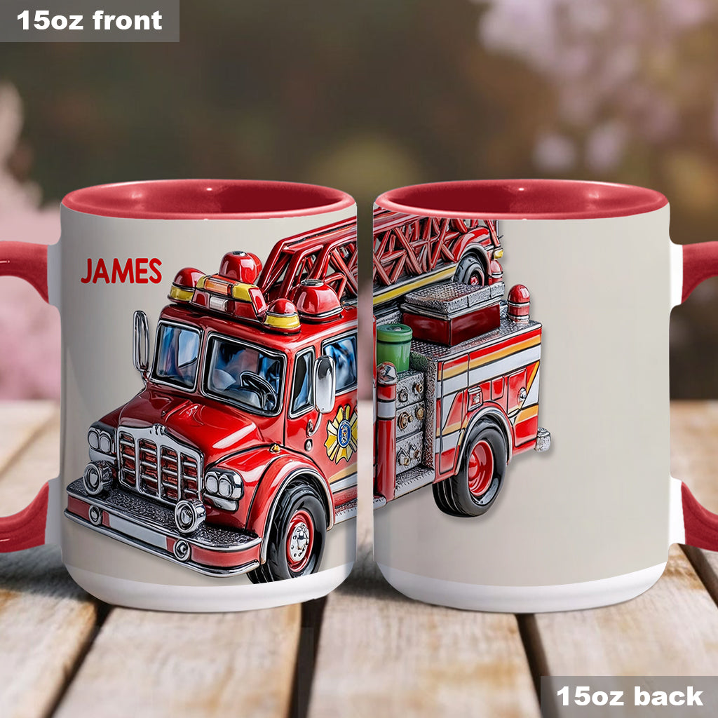Leicht ablenkbar durch Feuerwehrautos - Personalisierte Tasse mit Feuerwehrmotiv