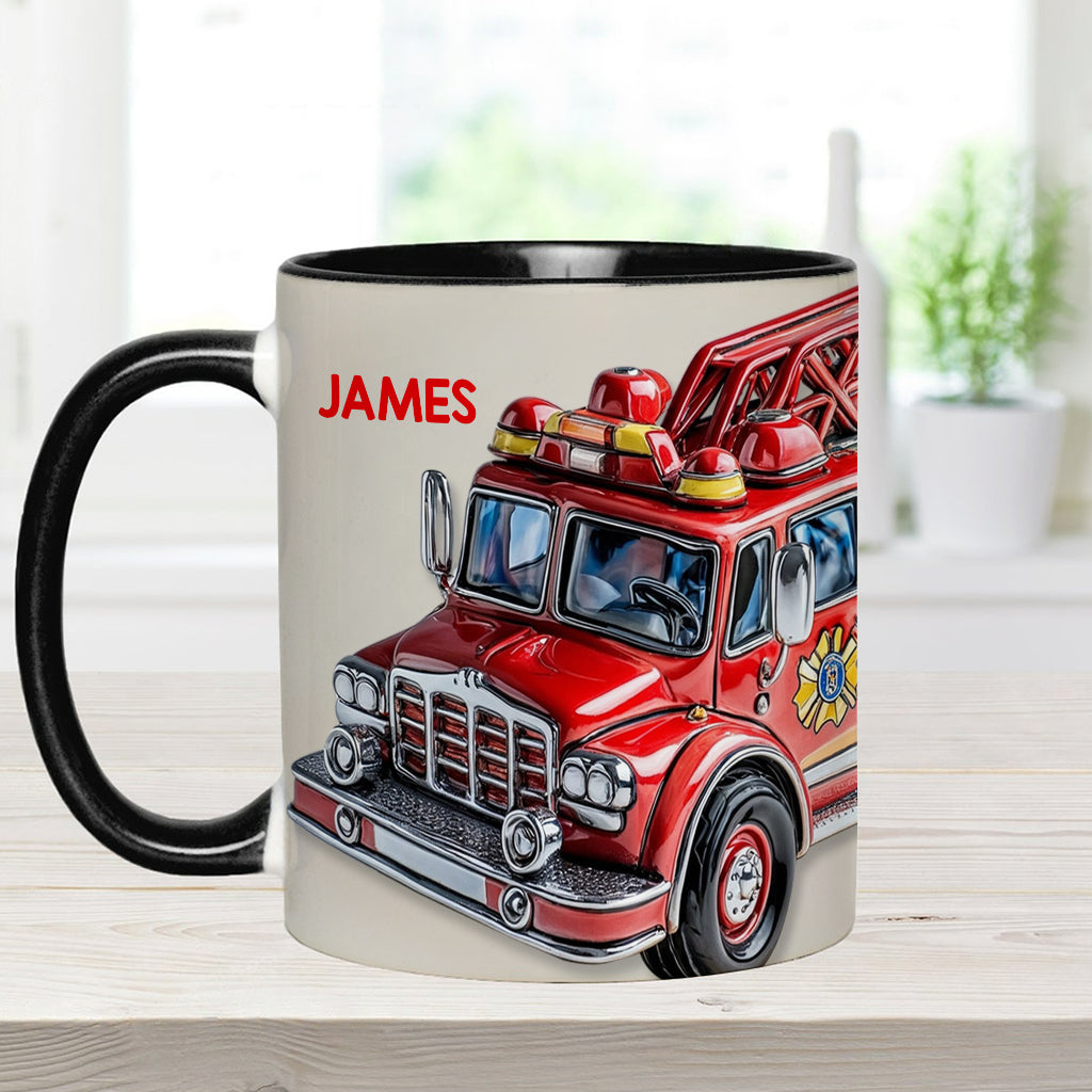 Leicht ablenkbar durch Feuerwehrautos - Personalisierte Tasse mit Feuerwehrmotiv