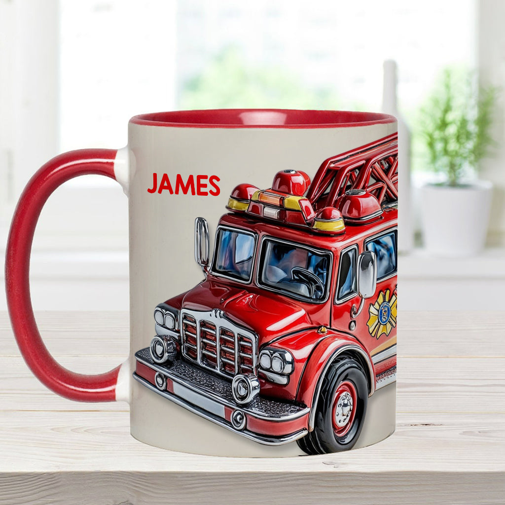Leicht ablenkbar durch Feuerwehrautos - Personalisierte Tasse mit Feuerwehrmotiv