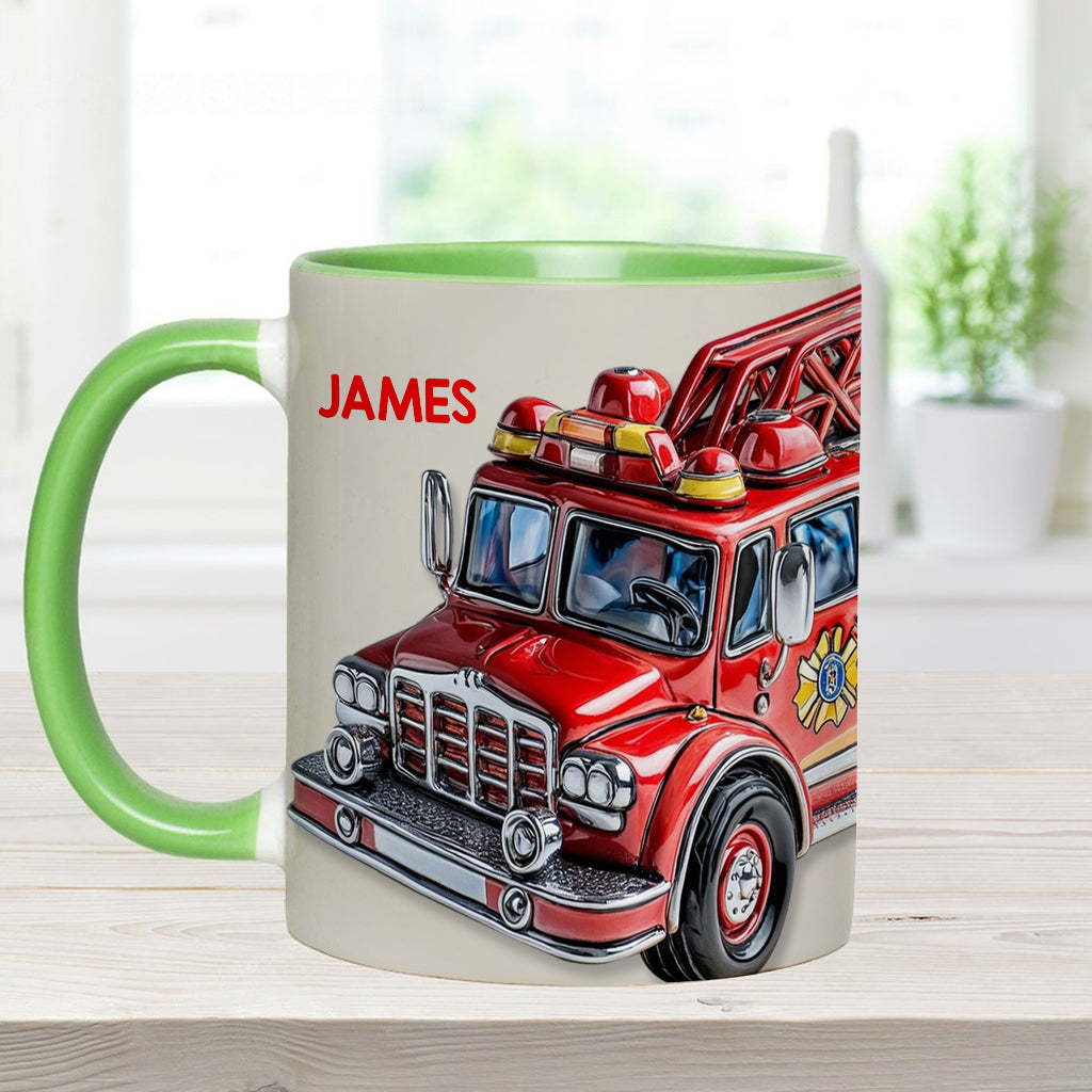 Leicht ablenkbar durch Feuerwehrautos - Personalisierte Tasse mit Feuerwehrmotiv
