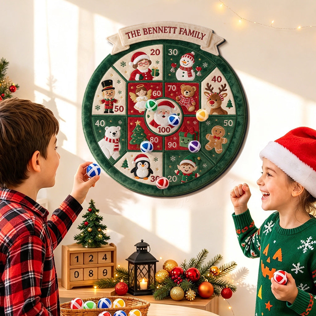 Merry Little Showdown - Personalized Family Sticky Ball Dart Board Set