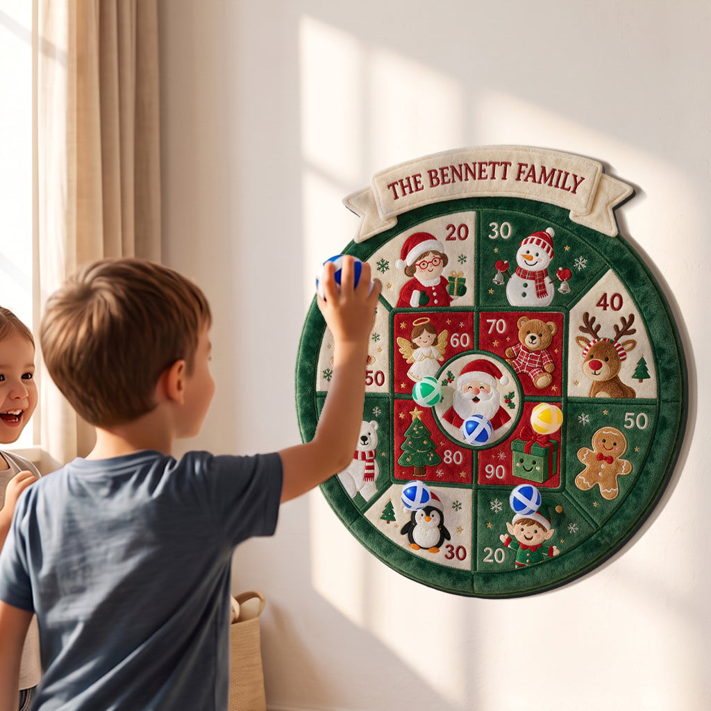 Merry Little Showdown - Personalized Family Sticky Ball Dart Board Set