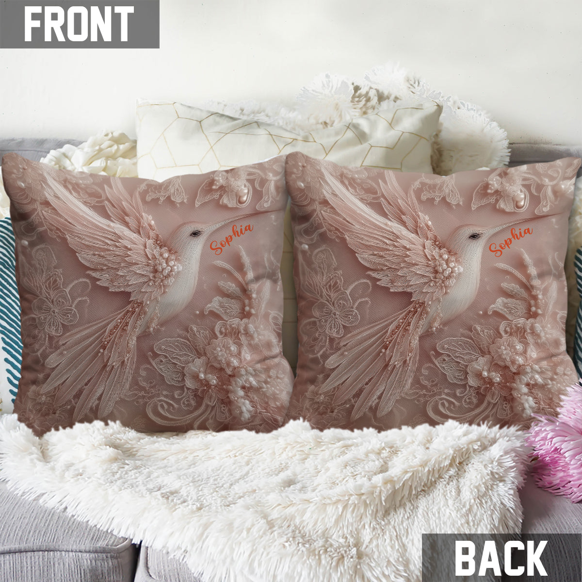 Beautiful Hummingbird - Personalized Hummingbird Throw Pillow