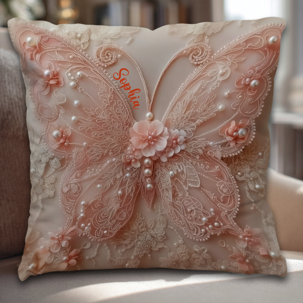 Schmetterlingsliebe – Personalisiertes Schmetterlings-Dekokissen